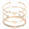 4PCS Zestaw Gold Star Serce Moon Bohemian Bracelets Branslelets For DIY Fashion Jewelry Gift Cr36 Shipp237k
