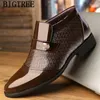 Business Schuhe Herren Kleid Stiefel Büro Männer Klassische Patent Leder Winter Formale Luxus Marke Buty Meskie 231226