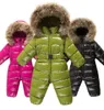 Russian Winter Duck Down Jacket Boy Children Thick Ski Suit Girl Jumpsuit Baby Snowsuit Kids Overalls Infant waterproof Coat 211221107355