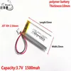 Batterien 10 Stück 3,7 V 1500 mAh 102555 JST XH 2,54 mm Lithium-Polymer-LiPo-Akku für MP3-Kopfhörer, PAD, DVD, Bluetooth-Kamera