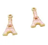 200 pçslote doces rosa esmalte torre eiffel encantos pingente banhado a ouro 1121mm para fazer jóias diy craft3895486