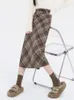 lady Woolen plaid skirt women's long plaid A-word hip skirt S M L XL