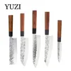 YUZI Küchenmesser 6-teiliges Set Forged Chef Japanisches Kiritsuke LNIFE Fleischerbeil Slicing Utility Kochwerkzeug268a Beste Qualität