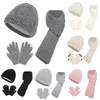 Berretti da baseball Guanti caldi spessi invernali per cappelli, sciarpe, guanti lavorati a maglia in tre pezzi per ragazze