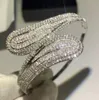 Ręcznie robiona luksusowa biżuteria 925 Sterling srebrna kształt biały przezroczysty topaz cZ diament wieczny bangle kobiety ślubne bransoletka Bransoletka 4293185