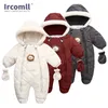 Ircomll haute qualité né bébé vêtements d'hiver combinaison de neige chaude polaire à capuche barboteuse dessin animé Lion combinaison enfant en bas âge tenues pour enfants 231225