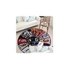 Carpets Vintage Creative Wall Clock Printed Round Carpet Entrance Doormat Porch Bathroom Mat Antislip Wearresisting Kitchen Rug Drop Dhj2O