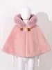 Toddler Baby Girls Cute eat Poncho Faux Fur Hooded Cape Cloak Thicken Fleece Jacket Coat Winter Outerwear Little 231226