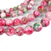 Natural Stone Peach Green-White Red Chalcedon Loose Beads 6 8 10 MM Pick Size For Smycken Making Women's Armband Halsband2404