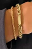 チャームブレスレットIngesightz Ed Metal Rope Chain Bangles Multi Layered Gold Color Curb Curb Cuban for Women Wrist Jewelry3893413