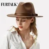 Furtalk 100% Australien Wool Fedora Hat Women Men Hat Ladies Fedoras Wide Brim Jazz Felt Hat Vintage Bucket Panama Winter Cap 231225