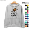 Herrtröjor tröjor skiwi roliga kiwi Nya Zeeland Bird Ski Cartoon Pure Cotton Hoodie tröja 24 färger Skiwi Kawaii aprs Ski Wi Apteryx Q231226