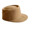 Chapéu fedora de inverno para mulheres, chapéu coreano liso de lã marinha, casual, preto, cinza, cáqui, chapéu equestre, moda de alta qualidade 231225