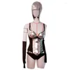 Scene Wear Women Sexy Pole Dance Costume Mirror Bikini Silver/Gold Headgear Nightclub DJ Gogo Dancer Performance Outfit