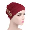 Turbano Scarf Cancer Hat Women Beanies Memale Hats Ruffle Red Bonnet Chimio Coton Turbanイスラム教徒ボタン8004505108