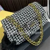 Chain Women Woven Luxury Button Brand Base Celebrity Bag Gold Crossbody Wool Single Swo Show a 25 cm CF