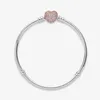 Nouveaux Moments Pave Heart Fermoir Serpent Chaîne Bracelet 100% 925 Chaîne En Argent Sterling Fermoir En Or Rose Avec Pierre Claire Mode Accessor268j