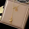 Pendant Necklaces Hulu Titanium Steel Necklace Plated 18k Gold Pull-out Collarbone Chain Tassel Letter For Women213j