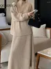 Work Dresses Sets To Dress 2023 Autumn Winter In Fashion Style Loose Half High Neck Long Sleeved Knitted Clothes For Women