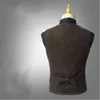 남자 정장 Vestmen의 Herringbone Vestmen Steampunk 재킷 V-Neck 슬림 한 조끼 웨딩 드레스