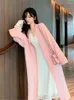 Women's Knits Mohair Knitted Cardigan For Spring Autumn Loose Beaded Sweater Coat Cashmere Pearl Jacket Crop Over Knee V-neck Thick