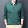 Men's Solid Polo Shirt Lapel Long-sleeved Polos Shirt Zipper Collar Fashion Spring and Autumn Thin Shirt Casual Loose Tops 231226