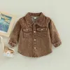 FocusNorm 1-5y Fashion Kids Boys Autumn Stupt Jacket Denim Solid Long Sleeve Single Single Breaded Pocket Coats 231225