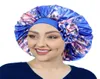 BeanieSkull Caps Cofani per capelli in raso setoso extra large per le donne che dormono Elastico a tesa larga Avvolgente Cappello a secchiello con fiori stampati9571114