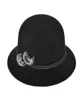 Stingy Brim Hats 2021 Winter Autumn Imitation Woolen Women Ladies Fedoras Top Jazz European American Round Caps Bowler Feminino Go9068023