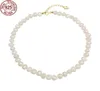 S925 Sterling Silver Natural Fresh Water Beaded Halsband Barock PE4919209