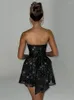 Casual Dresses Sparkle Strapless Backless Sexy Dress for Women 2024 Robes Elegant Evening Tutu Party Bodycon Summer Mini Vestido