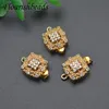 Bracelets 10pcs/lot Gold Sier Color Box Clasp Cz Beads Paved Flower Shape Connector for Diy Pearl Bracelet Jewelry Making