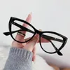 Sunglasses Cat Eye Lens Frame Plain Eyewear Women's Fashion Optical Glasses European American Spectacle Anti Blue Light