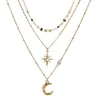 Naszyjniki wiszące biżuterię świąteczną Insatile Tianmang Star Moon Naszyjnik Trendy wielowarstwowy nakarta Kobieta 8599517