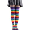 Women Socks Women's 2023 Autumn And Winter Fashion Rainbow Colorful Striped Long Soft Comfortbale Stretchy Breathable