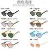 Solglasögon Retro Style UV400 Blue Light Brown Polygonal Frames för män och kvinnor