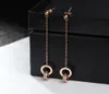 YUN RUO Fashion Double Circle Zircon Tassel Stud Earring Woman Rose Gold Color Titanium Steel Jewelry Birthday Gift Not Fade8007486