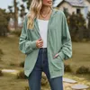 Chaquetas De Mujer Chaqueta Suave Para Mujer Cárdigan Con Capucha Elegante Abrigo Holgado Cálido Con Bolsillos Con Cierre De Cordón Color Sólido Para Otoño Invierno