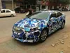 Klistermärken Blue Leopard Camo Vinyl Full Car Wrapping Camouflage Foil Stickers med Camo Truck som täcker folie med luftfri storlek 1,52 x 30 m/rol