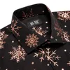 Camisas de vestido masculinas Natal Mens Silk Clássico Preto Marrom Manga Longa Lapela Camisa Slim Fit Blusa Para Masculino Negócios Designer Presentes Hi-Tie