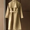 Women Designer Trench Coats Embroidery Badge Medium and Long Waistband with Waistband and Thin Lapel Trench Coat Casual Versatile Sunscreen Coat