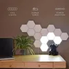 Vit DIY Quantum Lamp Touch Sensor Vägglampor Led Hexagon Light Magnetic Modular Night Light Creative Lights259o