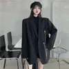 Femmes mode double boutonnage lâche blazer coréen haute rue à manches longues costume veste noir col cranté dames vêtements d'extérieur 231225