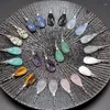 Kolczyki Dangle Reiki Natural Stone Drop Długo woda niebieska amazonit opal fioletowe kryształy dla kobiet leczące biżuterię