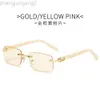 Designer Carti Solglasögon Catier New Kajia Small Box Frameless Plate Female Fashion Personlighet Jelly Optical Lens