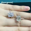 PANSYSEN 925 Sterling Silver Emerald Cut Simulated Diamond Wedding Rings for Women Luxury Proposal Engagement Ring 231225