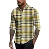 Men's T Shirts Spring Summer Casual Plaid Print Lapel Long Sleeve Shirt Top Clothing And Offers