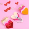 Hair Accessories 3Pcs Sparkling Sequin Love Heart Hairpins Valentine's Day Ribbon Print Bow Clips For Girls Kids Barrettes Headware