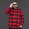 Men's Dress Shirts Autumn Spring Winter Men Plaid Long Sleeve High-quality Cotton Shirt Plus Size 12XL 10XL 78 76 74 72 70 Pockets