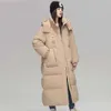 Veste mi-longue en duvet de canard pour femme, veste à capuche, élégante et chaude, haut de gamme, nouvelle marque d'hiver 2023